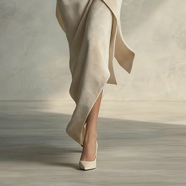 Completo casual asimmetrico in velluto tinta unita