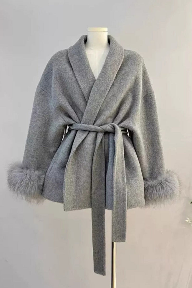 Giacca in pelliccia da annodare