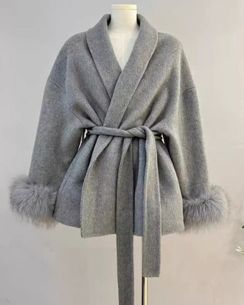 Giacca in pelliccia da annodare