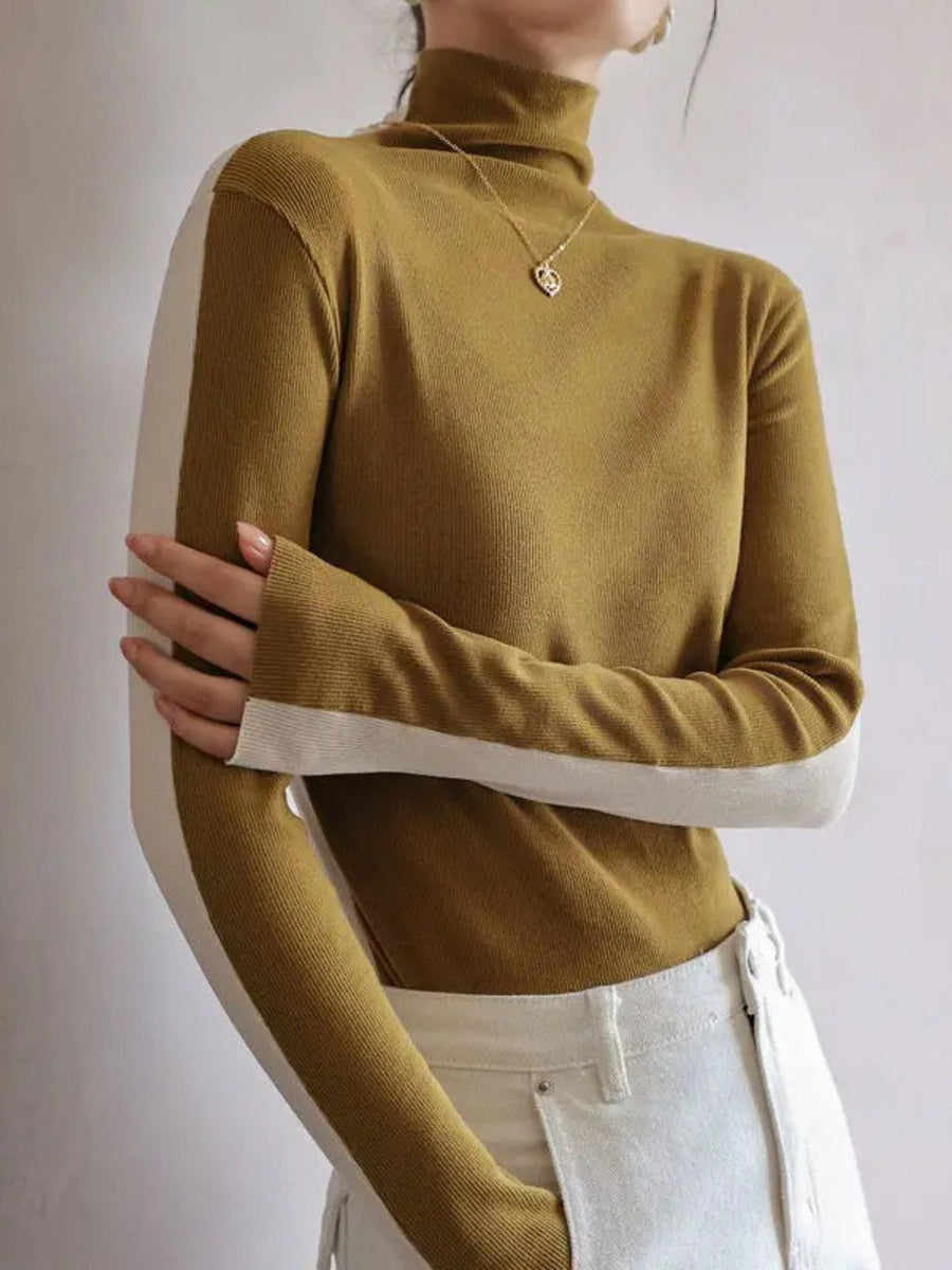 Dolcevita in maglia a contrasto