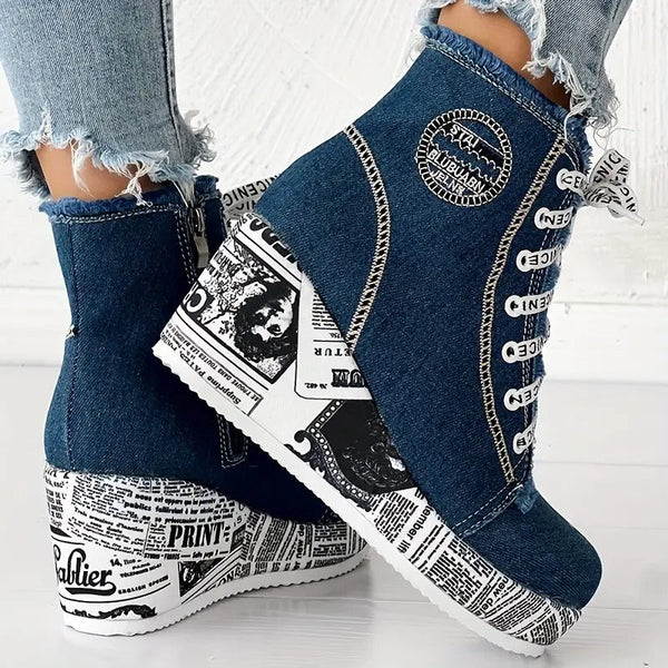 Stivali in denim confortevoli con plateau