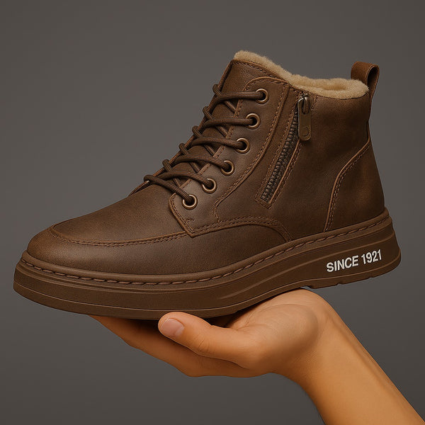 Sneakers in pelle con interno in pelliccia