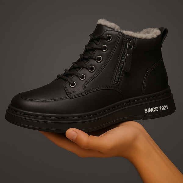 Sneakers in pelle con interno in pelliccia