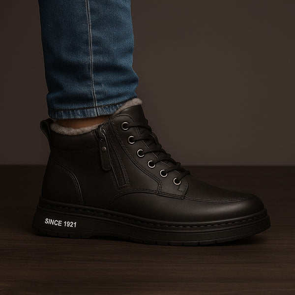 Sneakers in pelle con interno in pelliccia