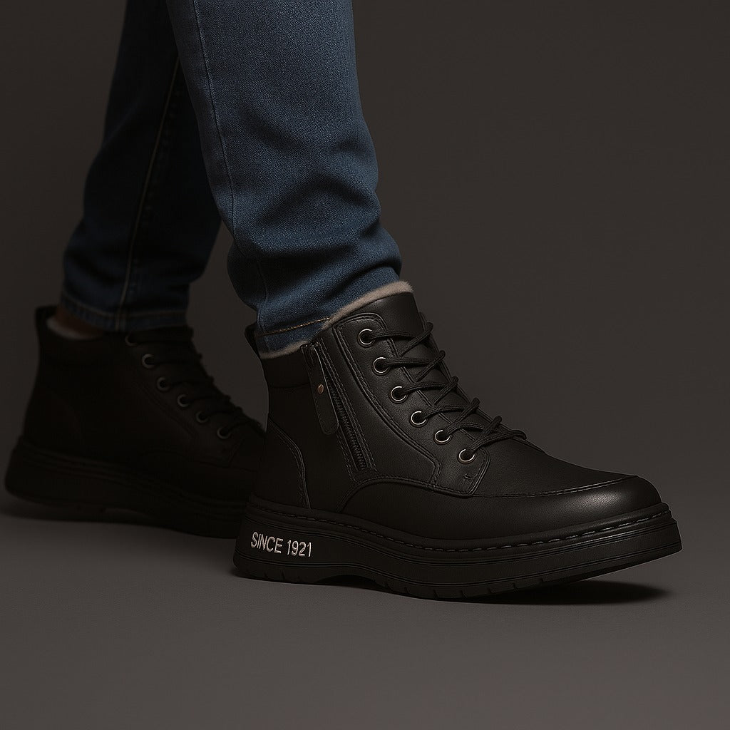 Sneakers in pelle con interno in pelliccia