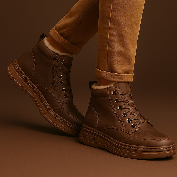 Sneakers in pelle con interno in pelliccia