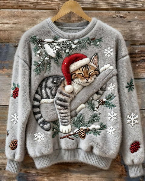 Maglione natalizio a forma di gatto
