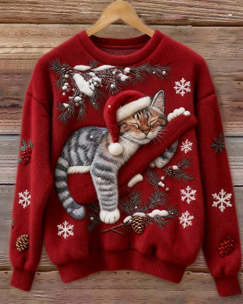 Maglione natalizio a forma di gatto