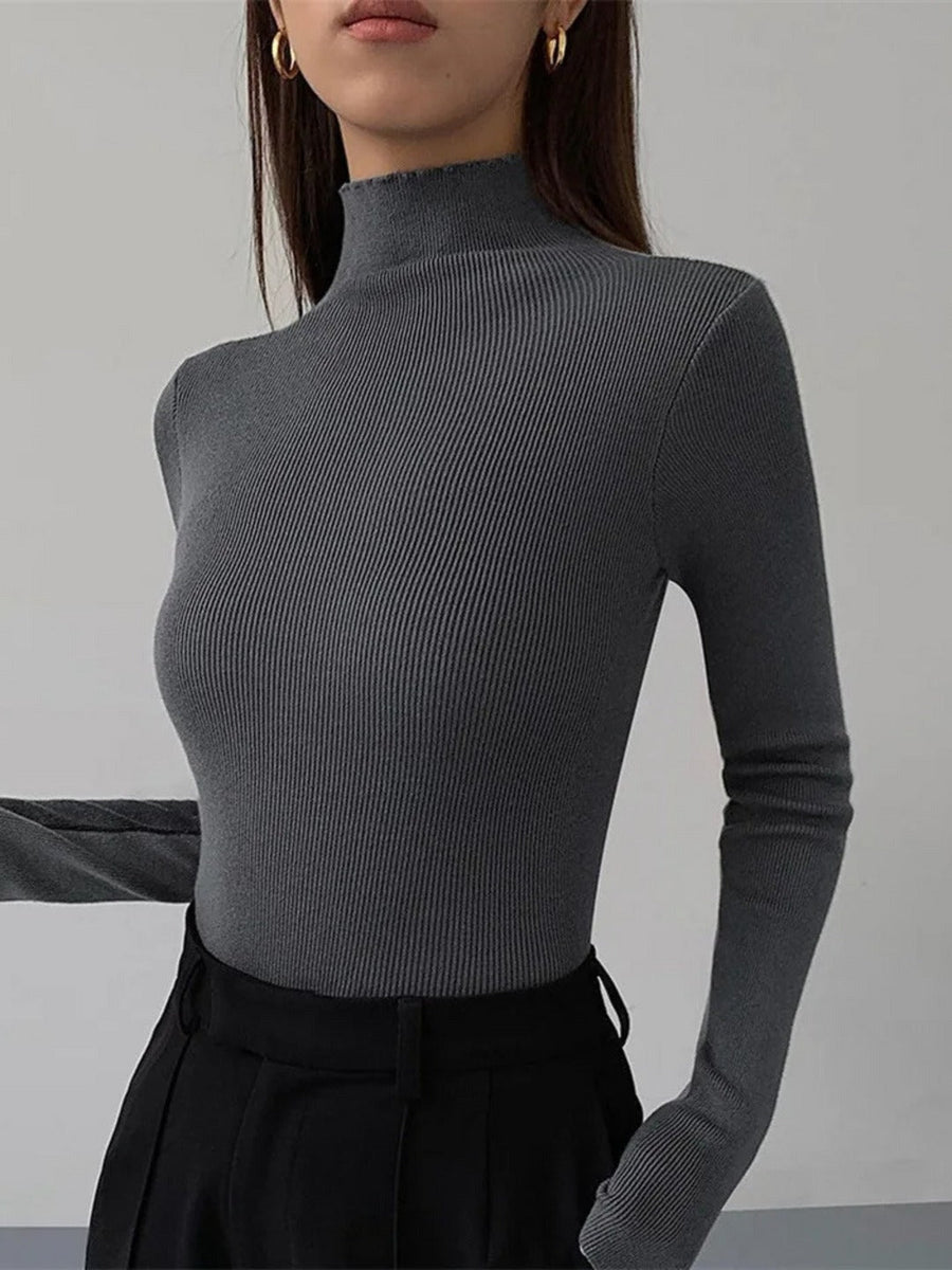 Dolcevita in maglia a contrasto