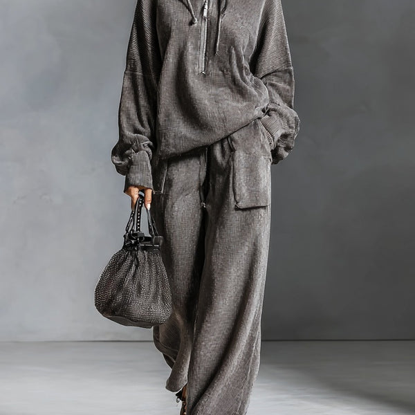 Completo pantalone e felpa in velluto a coste