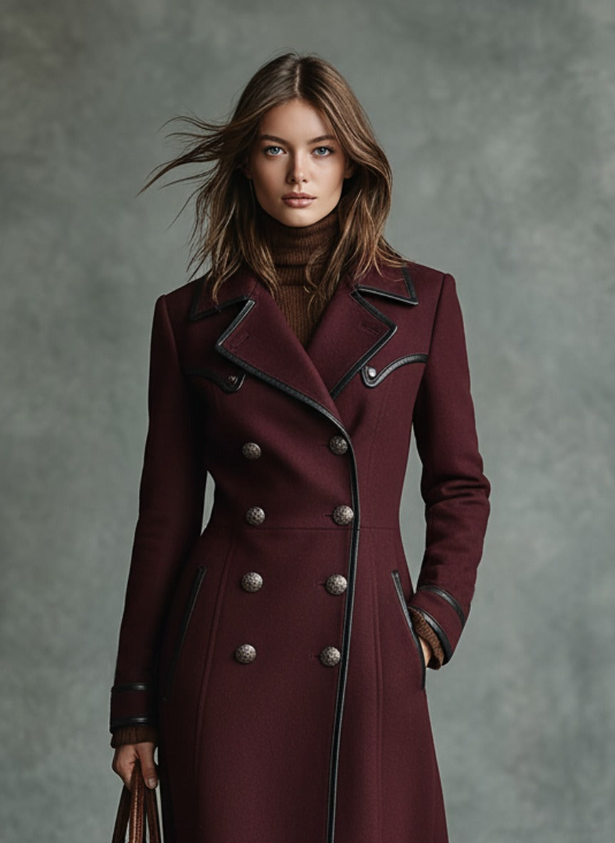 Cappotto doppiopetto in misto lana