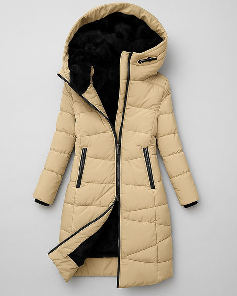 Cappotto lungo imbottito con cappuccio Florentina