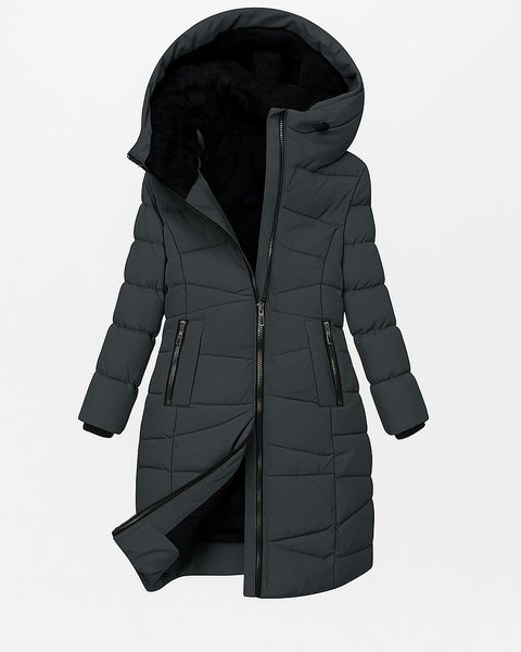 Cappotto lungo imbottito con cappuccio Florentina