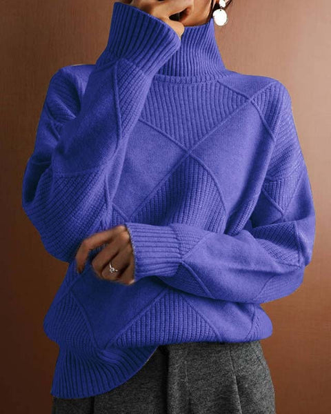 Maglione lavorato a maglia con collo alto e texture