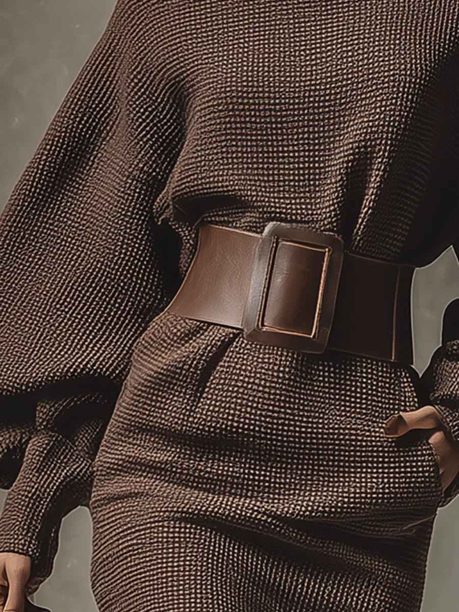 Mini-abito a maglia con cintura