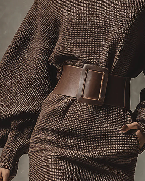 Mini-abito a maglia con cintura