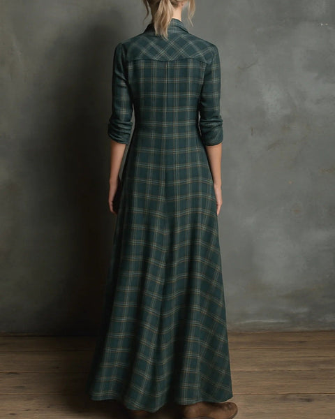 Camicia lunga a quadri con risvolti