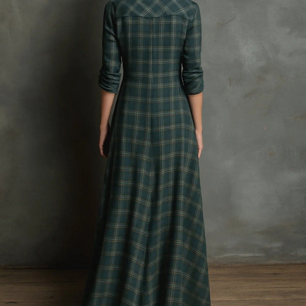 Camicia lunga a quadri con risvolti