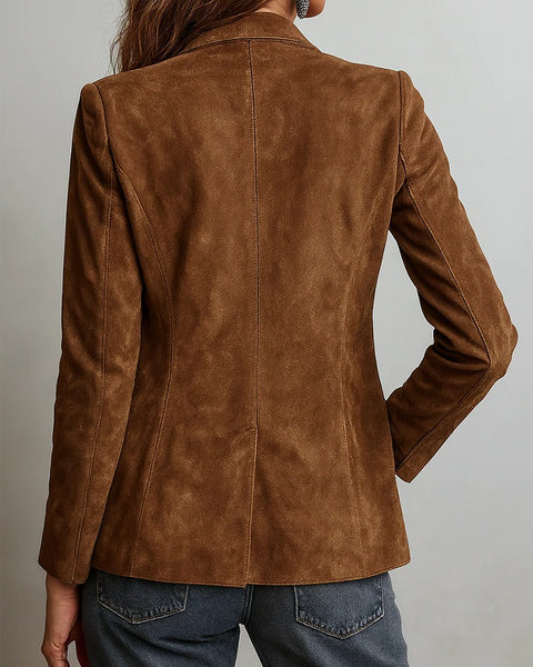 giacca vintage in pelle scamosciata marrone