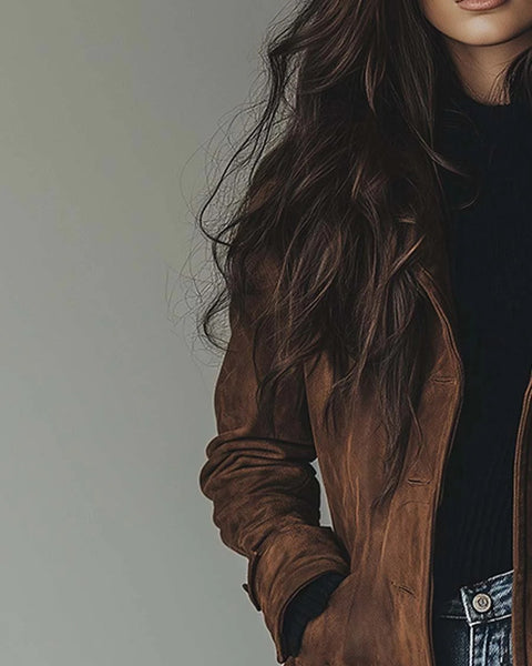 Trench vintage in pelle scamosciata