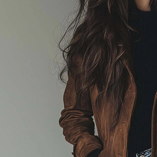 Trench vintage in pelle scamosciata