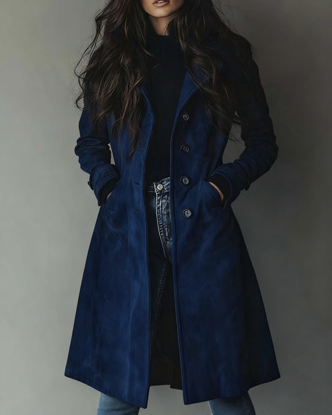 Trench vintage in pelle scamosciata