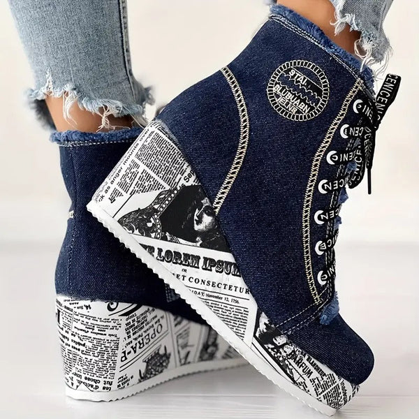 Stivali in denim confortevoli con plateau