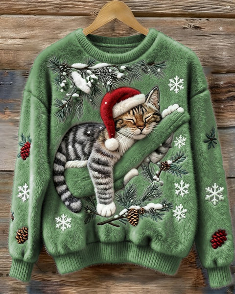 Maglione natalizio a forma di gatto