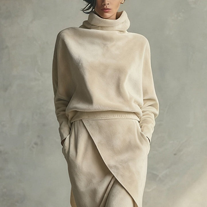 Completo casual asimmetrico in velluto tinta unita