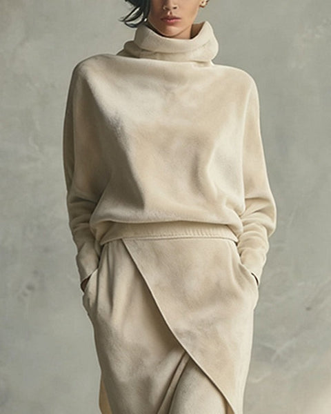 Completo casual asimmetrico in velluto tinta unita