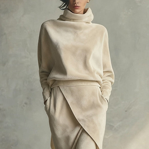 Completo casual asimmetrico in velluto tinta unita