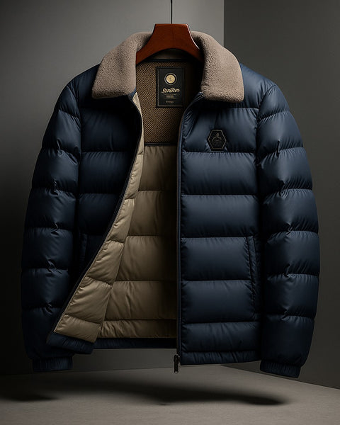 Piumino con collo in pelliccia