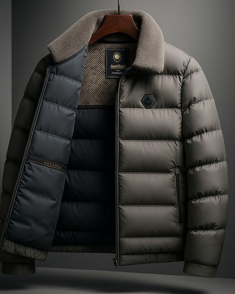 Piumino con collo in pelliccia