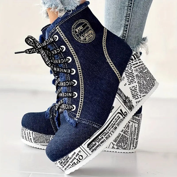 Stivali in denim confortevoli con plateau