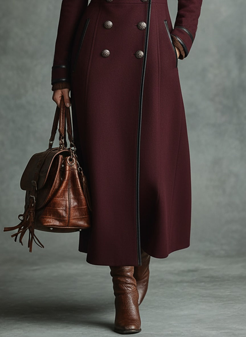 Cappotto doppiopetto in misto lana