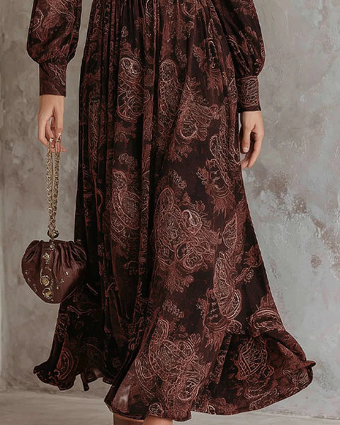 Abito lungo con cerniera e motivo