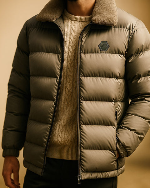 Piumino con collo in pelliccia